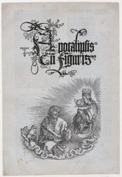 De Maagd verschijnt aan Johannes, blad 1 van de serie „De Apocalyps“