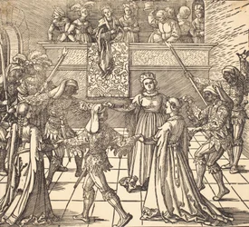 Maskerade dans met fakkels