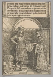 Maximiliaan en Maria van Bourgondië, plaat 2 uit Historische scènes uit het leven van keizer Maximiliaan I uit de Triomfboog