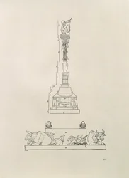 Monument ter herdenking van de overwinning op de boeren, uit het „Handboek van de meting“, gepubliceerd in 1525