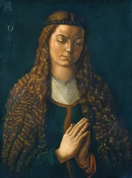 Portret van een jonge vrouw met loshangend haar