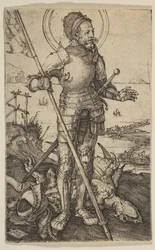 De heilige Joris staand