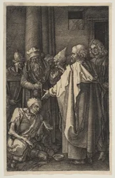Sint Petrus en Sint Johannes bij de Poort van de Tempel, uit De Passie