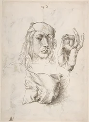 Zelfportret, Studie van een hand en een kussen