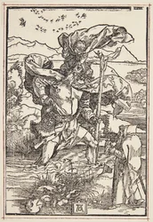 St. Christoffel in de wildernis met een vlucht vogels