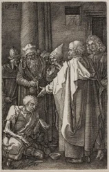 St. Petrus en St. Johannes genezen de Kreupele, uit De Gegraveerde Passie