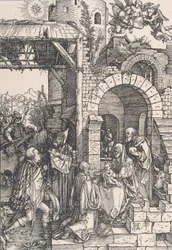 De Aanbidding der Wijzen, uit de serie Het Leven van de Maagd, ca. 1502