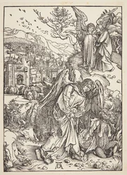 De engel die St. Johannes het Nieuwe Jeruzalem toont
