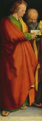 De vier apostelen, de heiligen Johannes en Petrus