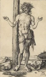De man van smarten met uitgestrekte armen, ca. 1500
