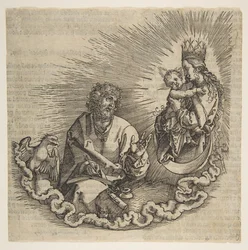 De Maagd verschijnt aan Sint Jan, Frontispice van de Apocalyps, 1511