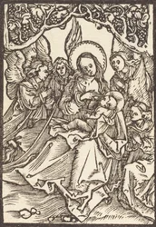 De Maagd die het Christuskind voedt met Vier Engelen, ca. 1500
