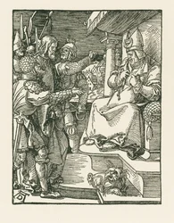 Christus voor Kajafas, ca. 1508-09 (houtsnede)