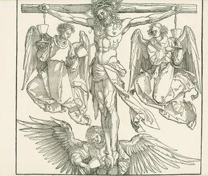 Christus aan het kruis met drie engelen, c.1513 (houtsnede)