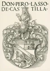 Wapenschild van Don Pedro Lasso de Castilla, ca. 1530 (houtsnede)
