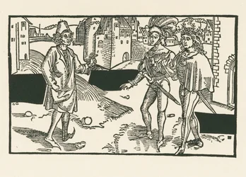 Davus, Pamphilus en Charinus, ca.1492-93 (houtsnede)