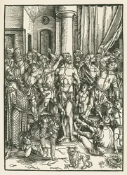 De geseling van Christus, ca. 1496-97 (houtsnede)