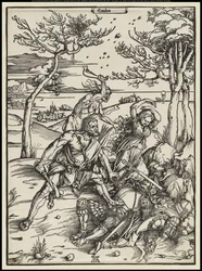Hercules overwint Cacus, ca. 1496 (houtsnede)