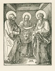 De heilige Veronica tussen de heiligen Petrus en Paulus - Het Sudarium van de heilige Veronica