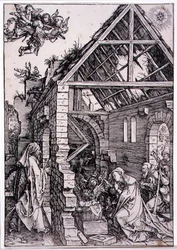 De aanbidding van de herders (houtsnede)