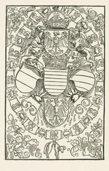 Het wapenschild van Maximiliaan I, als koning van de Romeinen