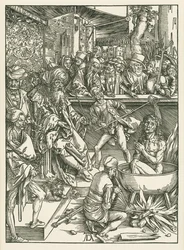 Het martelaarschap van Johannes de Evangelist, ca. 1496-97 (houtsnede)