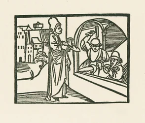 De priester brengt zijn schoen naar de goudsmid, c.1489-90 (houtsnede)