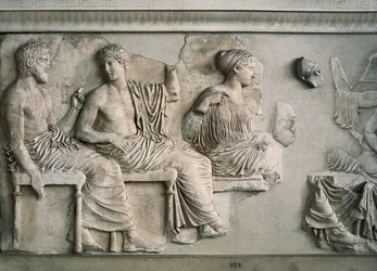 Poseidon, Apollo, Artemis en Aphrodite afgebeeld op de oostfries van het Parthenon