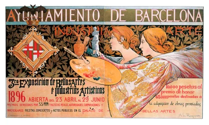 Affiche voor de derde "Expositie van Schone Kunsten en Artistieke Industrieën" van Barcelona in 1896