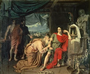 Koning Priamus smeekt Achilles om het lichaam van Hector terug te geven, 1824