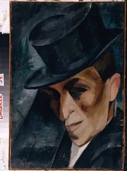 Portret van een man met hoge hoed