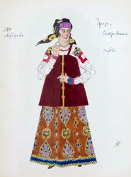 Kostuumontwerp voor het toneelstuk De Storm van Alexander Ostrovsky, 1916