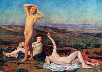 Jongens die zich koesteren in de zon