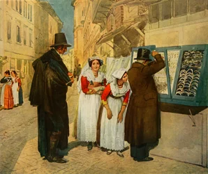 De bruidegom Campagnuolo kiest oorbellen voor zijn bruid, 1838