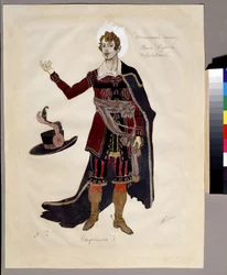 Kostuumontwerp voor de opera "De stenen gast" van Alexander Dargomyjski