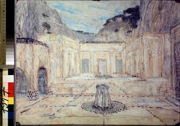 Decorontwerp voor de tragedie Antigone naar Sophocles
