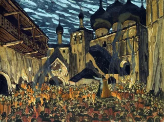 Decorontwerp voor de opera De Dienstmaagd van Pskov door N. Rimsky-Korsakov