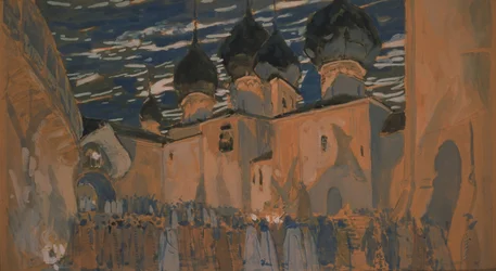 Toneelontwerp voor de opera De Pskov Maagd door N. Rimsky-Korsakov, 1901