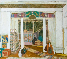 Decorontwerp voor het toneelstuk De Storm, door Alexander Ostrovsky, 1916