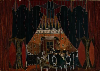 Toneelontwerp voor het toneelstuk Het Masker van M. Lermontov, 1917