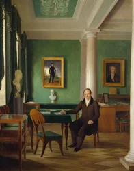 Portret van prins Viktor Pavlovich Kochubey in zijn studio