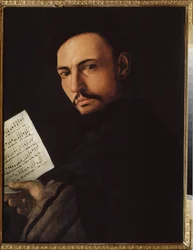 "Portret van een zanger" Schilderij van Alessandro Allori, Regional Art Gallery, Tambov, Rusland