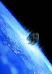 Een asteroïde die naar de aarde valt, het einde van de wereld