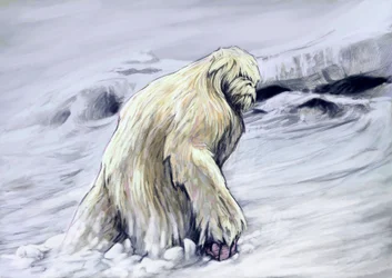 Fantastische monsters en wezens, cryptozoologie: voorstelling van een yeti of 