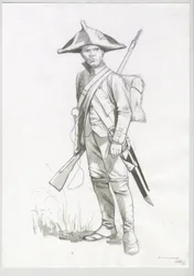 Eerste Keizerrijk (1804-1814 en 1815): kostuum van een soldaat van het Napoleontische leger, Franse kanonnier (Illustratie)