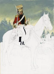 Eerste Keizerrijk (1804-1814 en 1815): soldaat van de lichte cavalerie van het grote Franse Napoleontische leger (onafgewerkt)