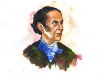 Portret van Claude-Henri de Rouvroy, Graaf van Saint-Simon (1760-1825) filosoof en econoom - Illustratie door Alessandro Lonati