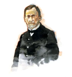 Portret van Louis Pasteur (1822-1895) Franse wetenschapper Illustratie door Alessandro Lonati