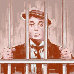 Portret van regisseur en acteur Buster Keaton (illustratie)
