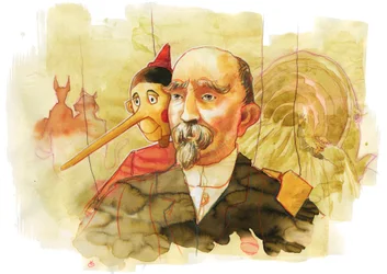 Portret van de Italiaanse schrijver Carlo Collodi (1826-1890) auteur van het personage Pinokkio